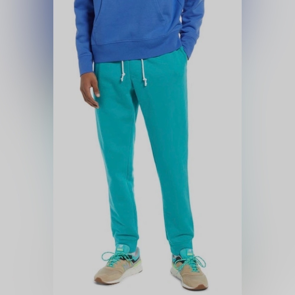 BP Nordstrom Mens Jogger Pants small teal Organic Cotton Blend Knit Athleisure‌
